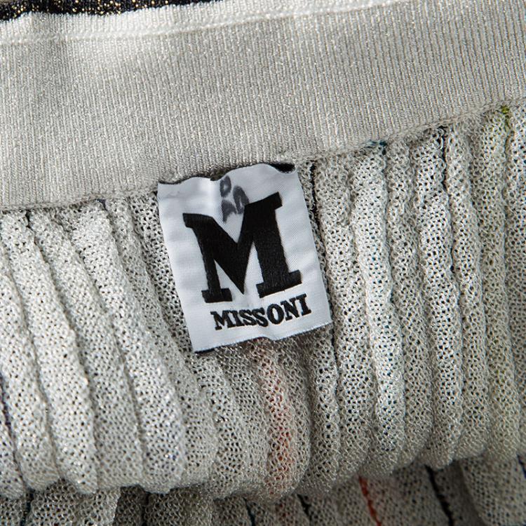 Pre Owned M Missoni Multicolor Vertical Striped Lurex Knit Maxi Skirt L