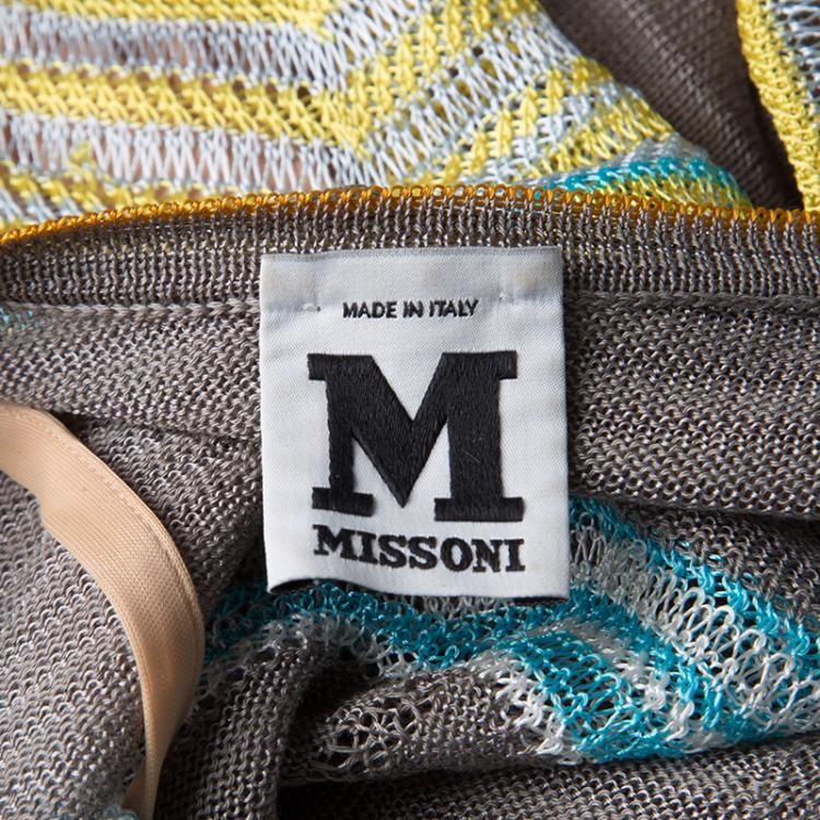مملوكة مسبقًا M Missoni Multicolor Perforated Knit Long Sleeve Dress S