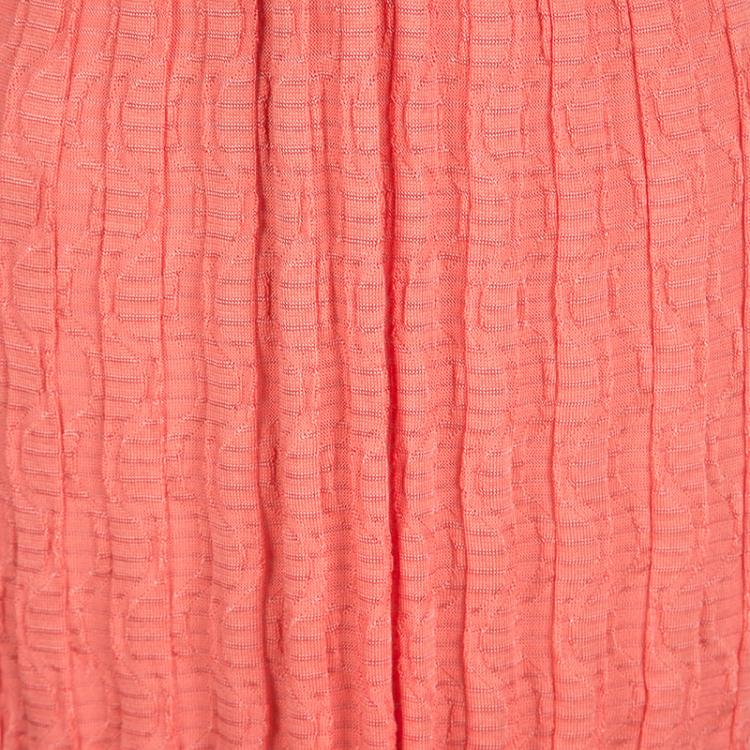 Pre Owned M Missoni Orange Patterned Knit Sleeveless Maxi Dress M