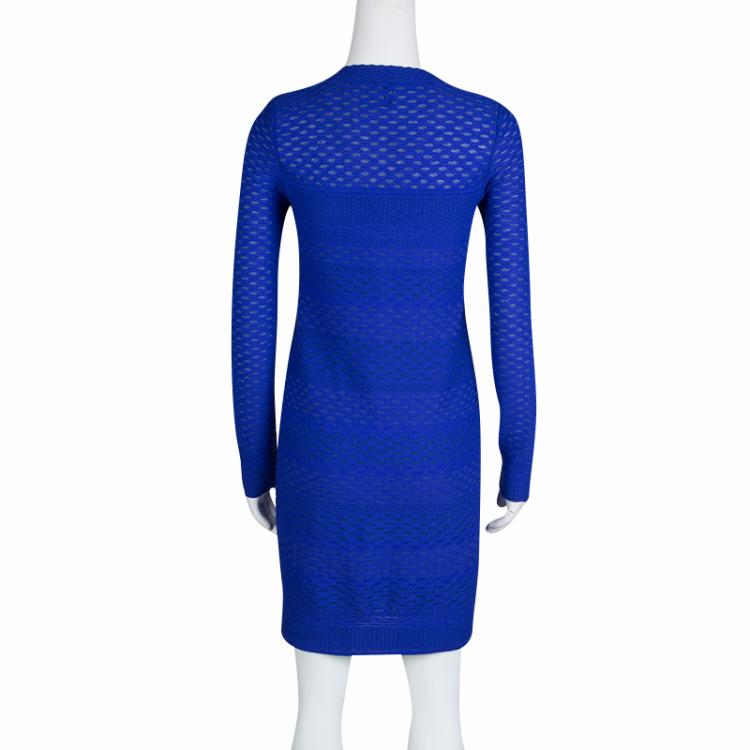 مملوكة مسبقًا M Missoni Blue Knit Long Sleeve Dress S