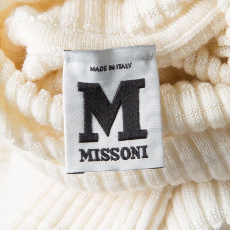 Pre Owned M Missoni Cream Turtle Neck Sweater M