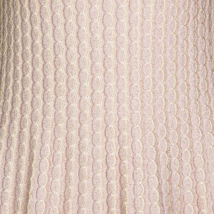 Pre Owned M Missoni Blush Pink Lurex Knit Patterned Dress and Perforated Cardigan Set M