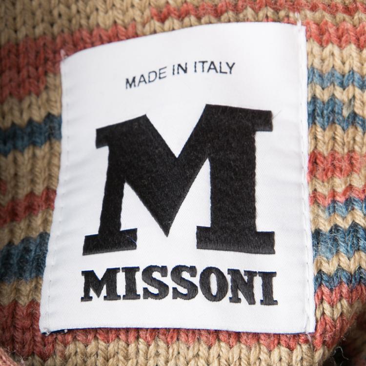 Pre Owned M Missoni Multicolor Chunky Knit Split Poncho Style Button Front Long Cardigan L
