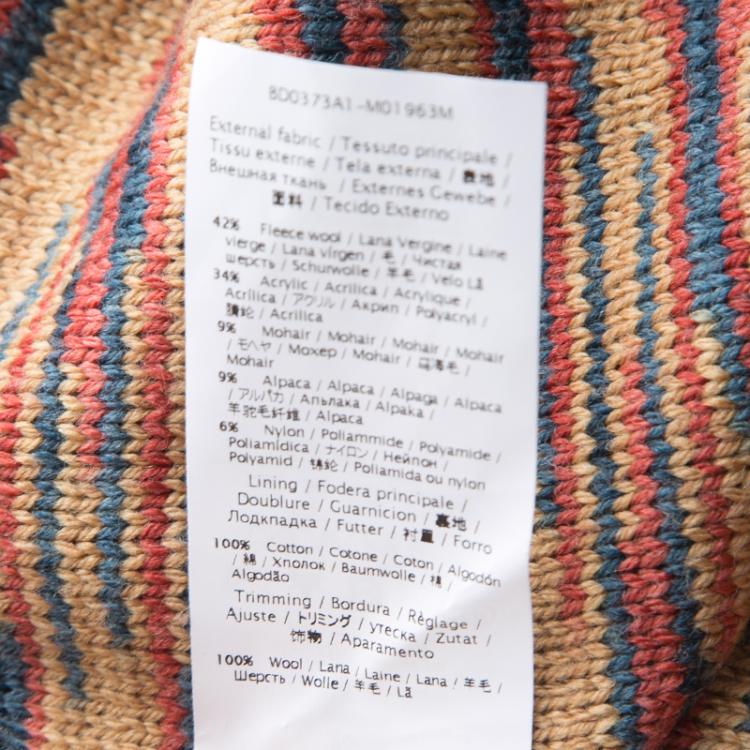 Pre Owned M Missoni Multicolor Chunky Knit Split Poncho Style Button Front Long Cardigan L
