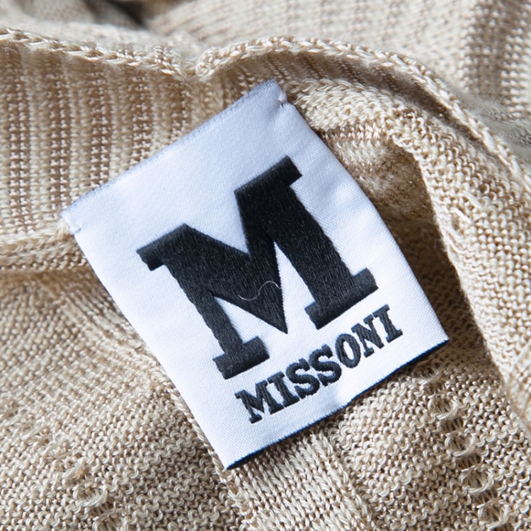 Pre Owned M Missoni Beige Knit Short Sleeve Cardigan M