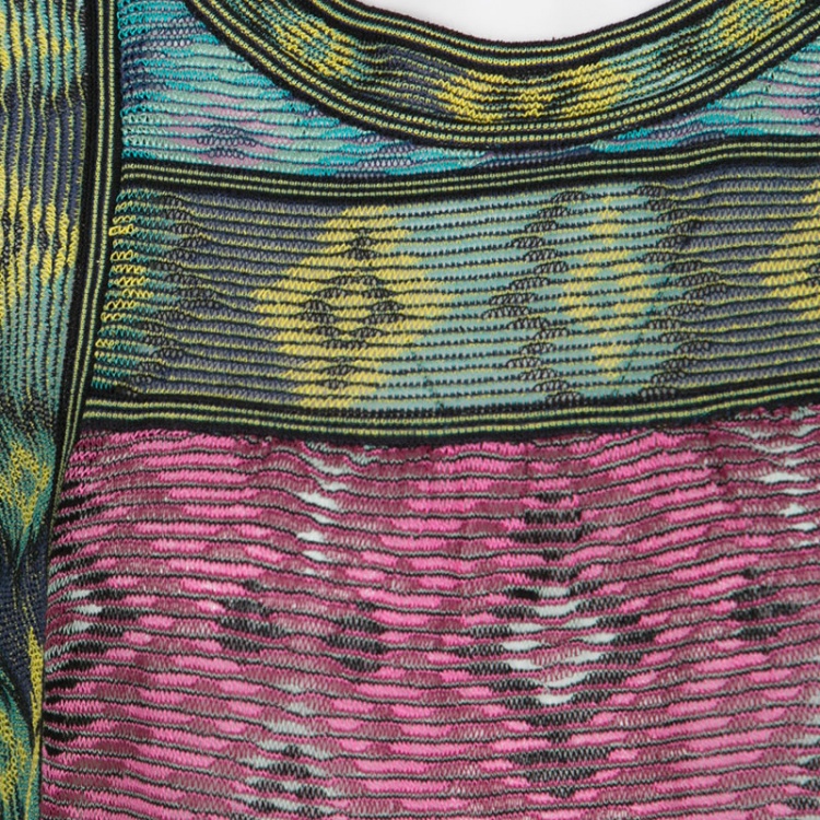 Pre Owned M Missoni Colorblock Diamond Pattern Jacquard Rib Knit Tunic M