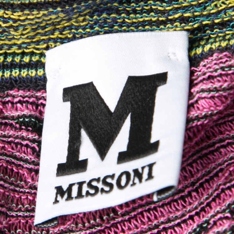 Pre Owned M Missoni Colorblock Diamond Pattern Jacquard Rib Knit Tunic M