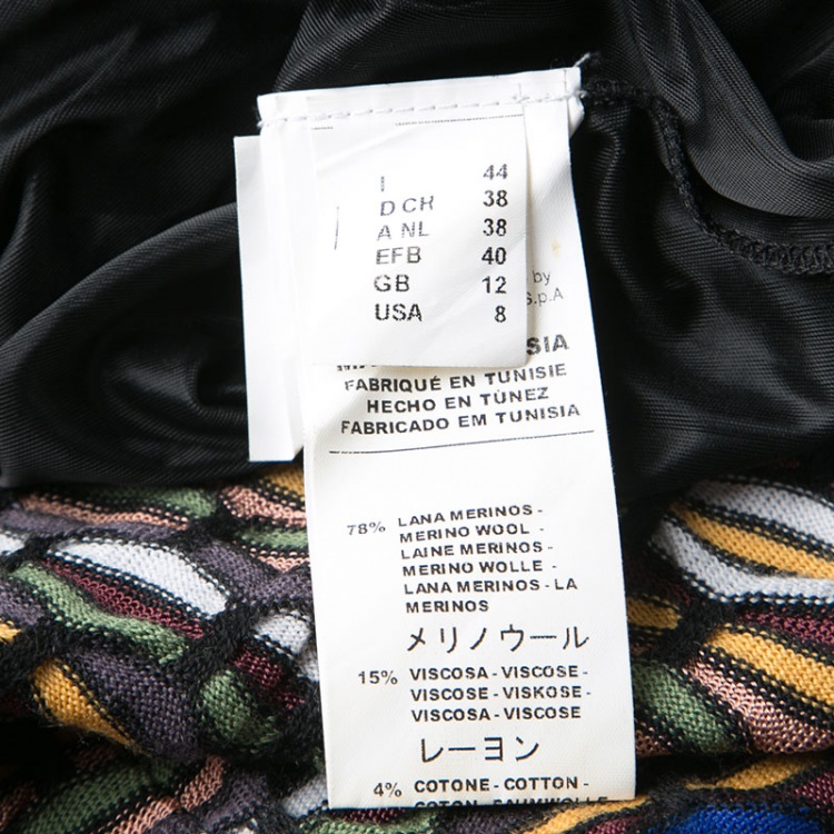 Pre Owned M Missoni Multicolor Patterned Knit Plunge Neck Dress M