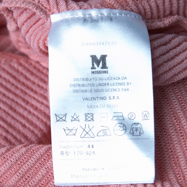 Pre Owned M Missoni Blush Pink Textured Jacquard Knit Batwing Sleeve Midi Dress M