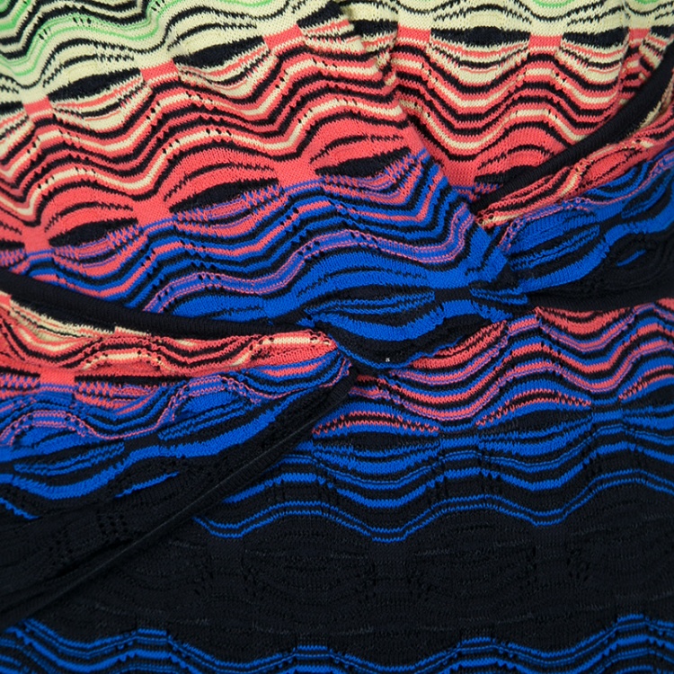 Pre Owned M Missoni Multicolor Patterned Knit Twist Front Detail Dress M