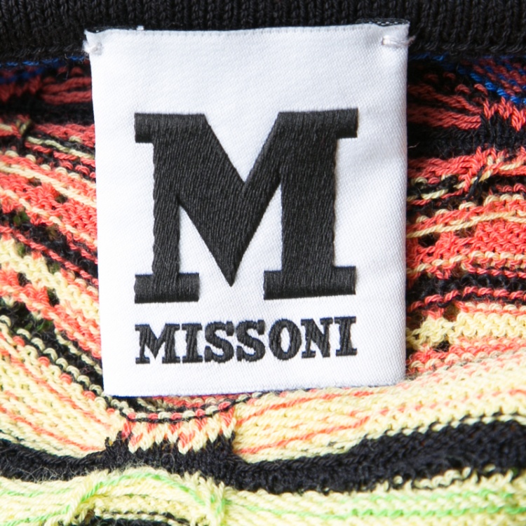 Pre Owned M Missoni Multicolor Patterned Knit Twist Front Detail Dress M
