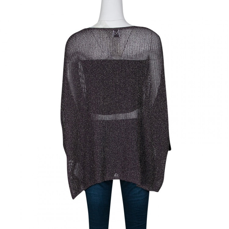 Pre Owned M Missoni Deep Purple Lurex Rib Knit Oversized Top M