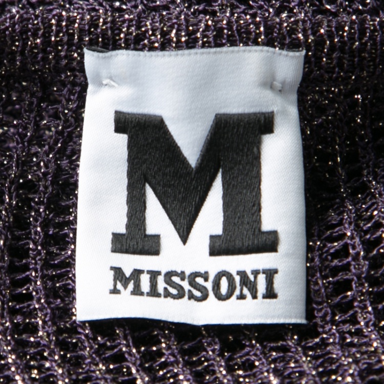 Pre Owned M Missoni Deep Purple Lurex Rib Knit Oversized Top M