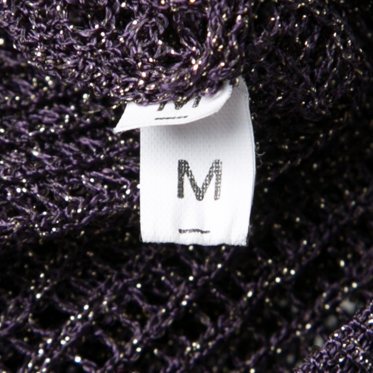 Pre Owned M Missoni Deep Purple Lurex Rib Knit Oversized Top M