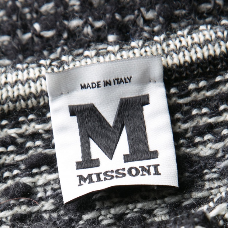 Pre Owned M Missoni Monochrome Chunky Long Cardigan M