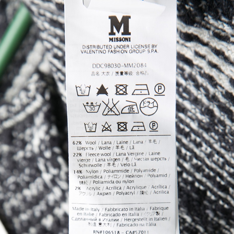 Pre Owned M Missoni Monochrome Chunky Long Cardigan M
