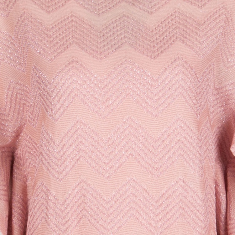 Pre Owned M Missoni Pink Lurex Knit Chevron Pattern Kaftan Tunic M
