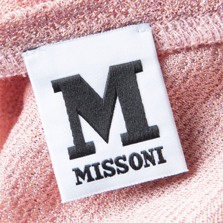 Pre Owned M Missoni Pink Lurex Knit Chevron Pattern Kaftan Tunic M