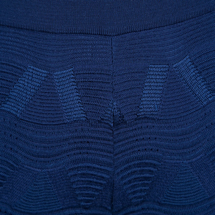 Pre Owned M Missoni Navy Blue Perforated Knit Wide Leg Pants M