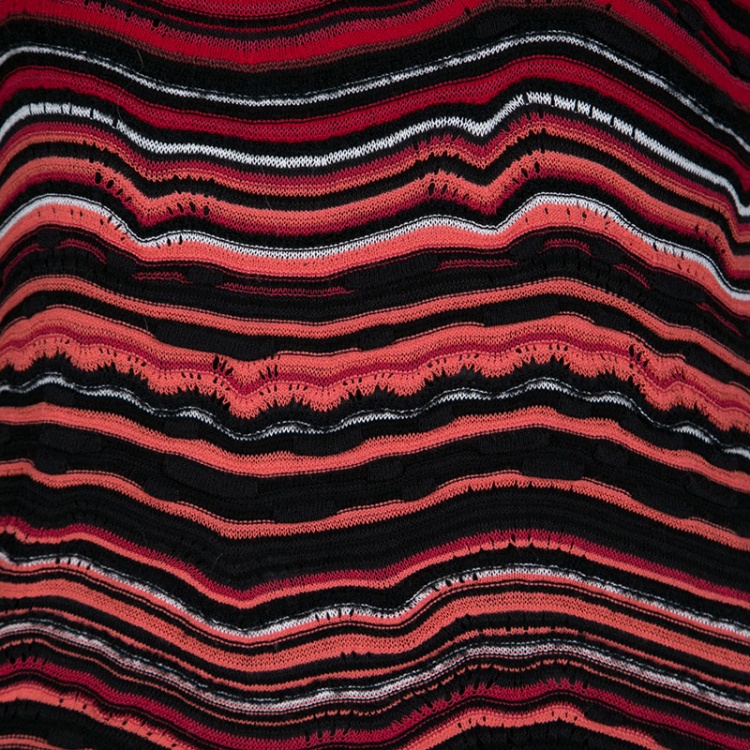 مملوكة مسبقًا M Missoni Multicolor Wave Pattern Textured Knit Long Sleeve Dress S