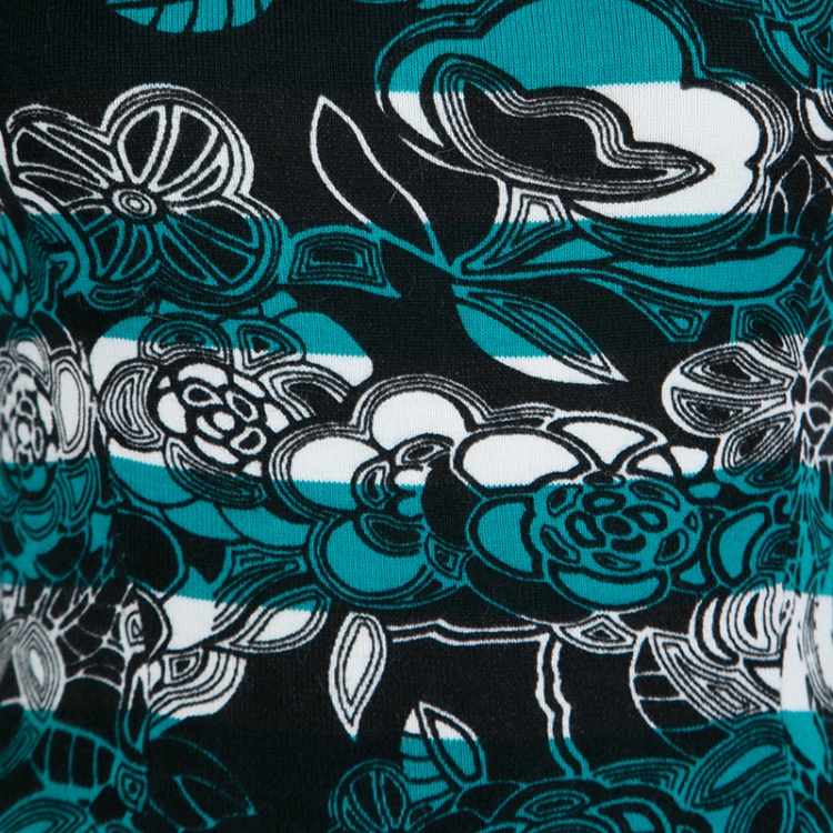 Pre Owned M Missoni Floral Printed and Striped Knit Fit and Flare Dress S