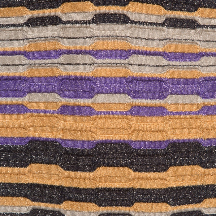 Pre Owned M Missoni Multicolor Lurex Patterned Knit Plunge Neck Maxi Dress M