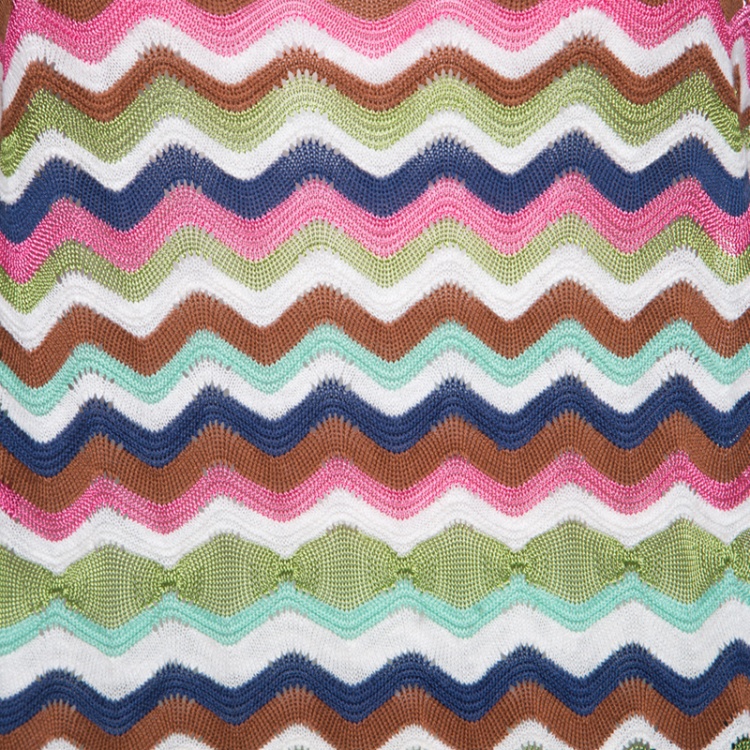 Pre Owned M Missoni Multicolor Wave Pattern Perforated Knit Top M