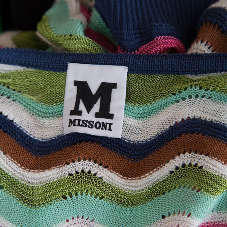 Pre Owned M Missoni Multicolor Wave Pattern Perforated Knit Top M