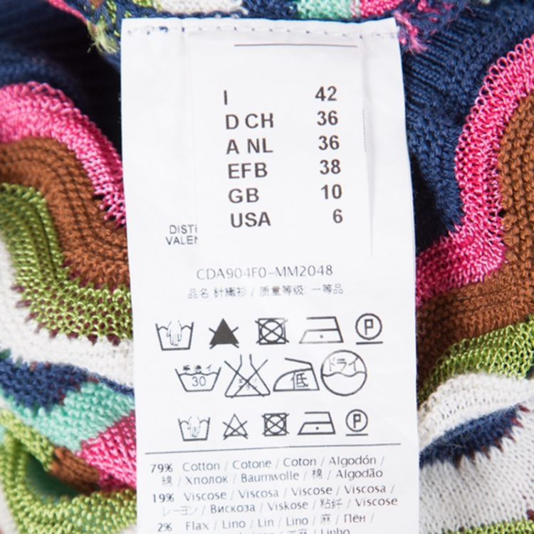 Pre Owned M Missoni Multicolor Wave Pattern Perforated Knit Top M