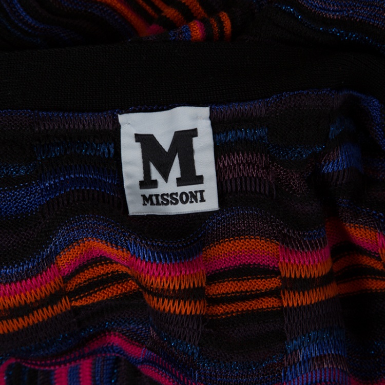 Pre Owned M Missoni Multicolor Wave Pattern Lurex Knit Cardigan L