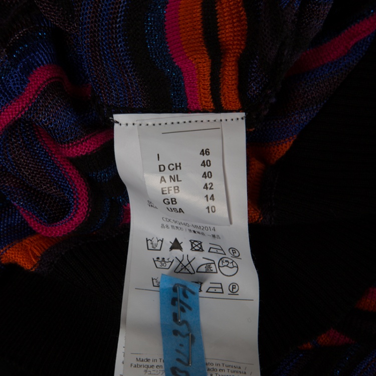 Pre Owned M Missoni Multicolor Wave Pattern Lurex Knit Cardigan L