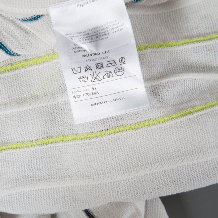 مملوكة مسبقًا M Missoni White Rib Knit Contrast Piping Detail Sleeveless Pleated Dress M