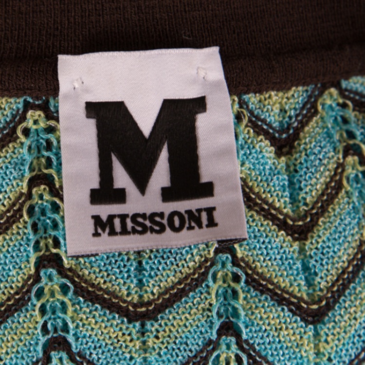 Pre Owned M Missoni Multicolor Wave Pattern Knit Short Sleeves Dress M