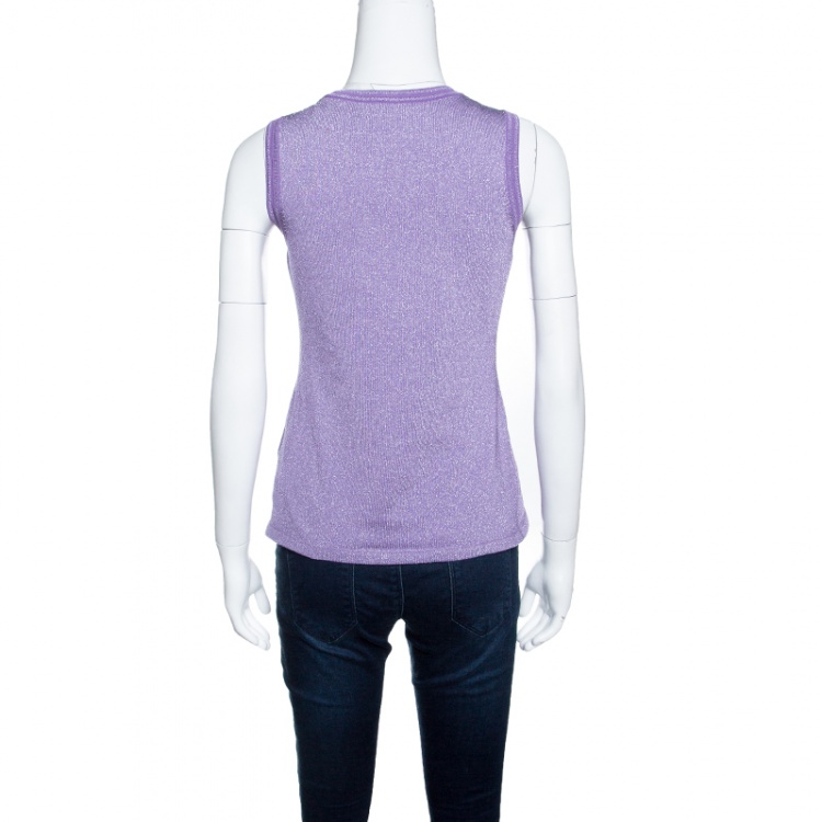 Pre Owned M Missoni Purple Lurex Knit Tank Top M
