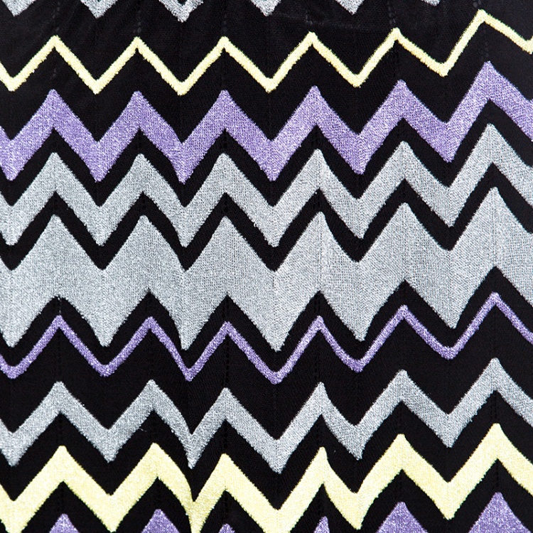 Pre Owned M Missoni Multicolor Chevron Pattern Lurex Knit Maxi Skirt M