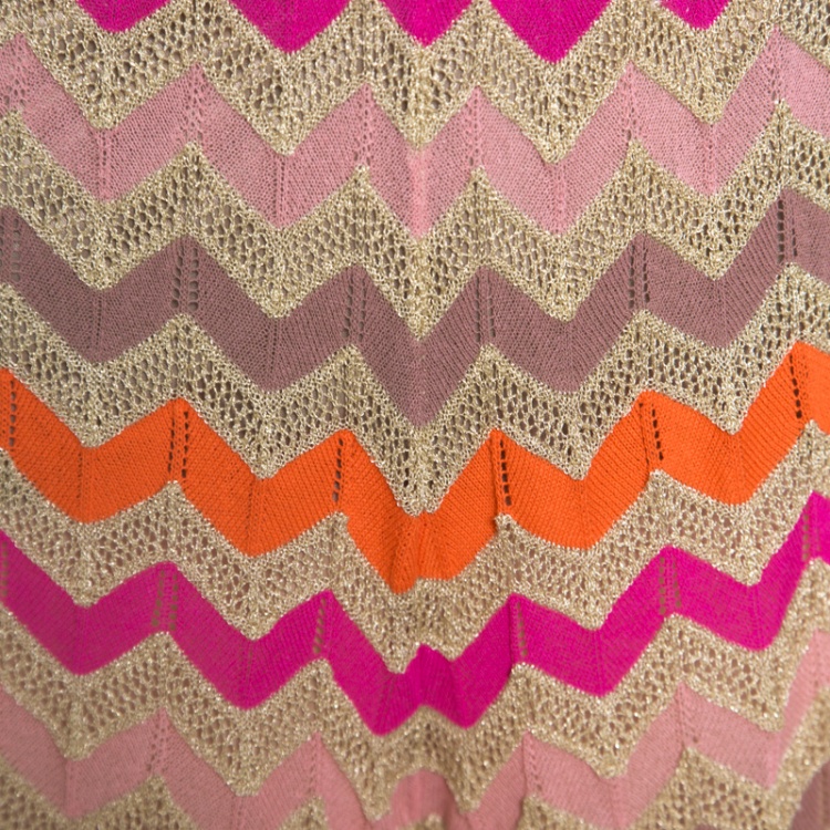Pre Owned M Missoni Multicolor Lurex Knit Chevron Pattern Elasticized Waist Pants M