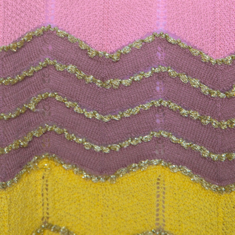 Pre Owned M Missoni Multicolor Perforated Lurex Knit Chevron Pattern Cap Sleeve Top L