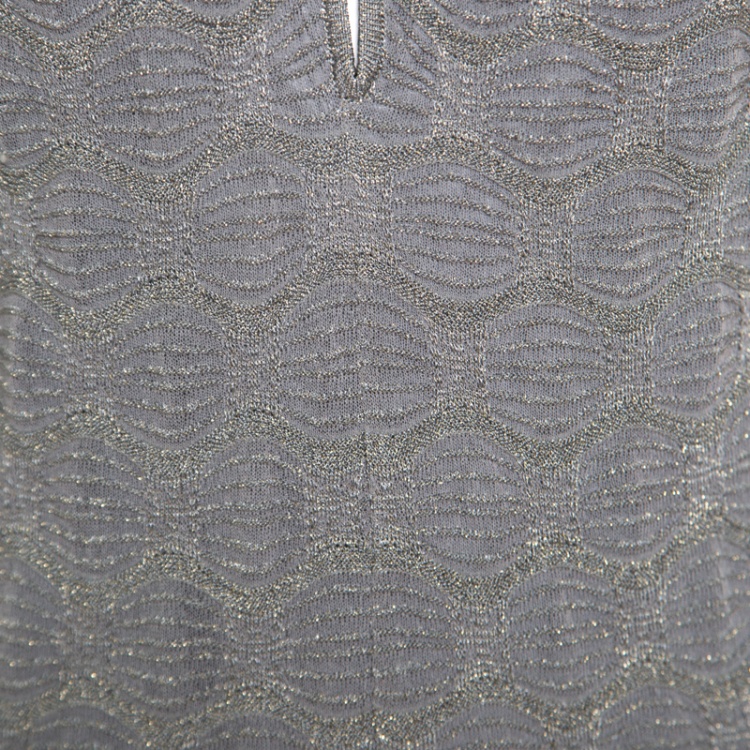 Pre Owned M Missoni Grey Lurex Patterned Knit Twist Neck Strap Detail Jumpsuit S