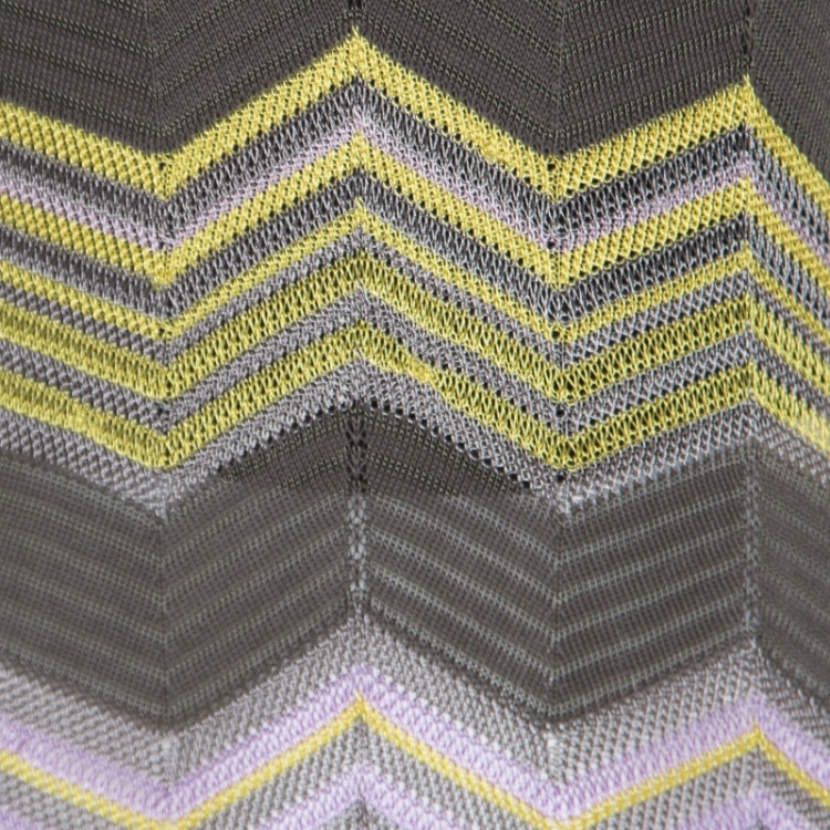 Pre Owned M Missoni Multicolor Chevron Patterned Perforated Long Sleeve Dress S