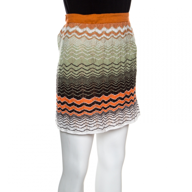 Pre Owned M Missoni Multicolor Perforated Knit Mini Skirt S