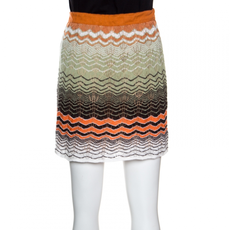 Pre Owned M Missoni Multicolor Perforated Knit Mini Skirt S