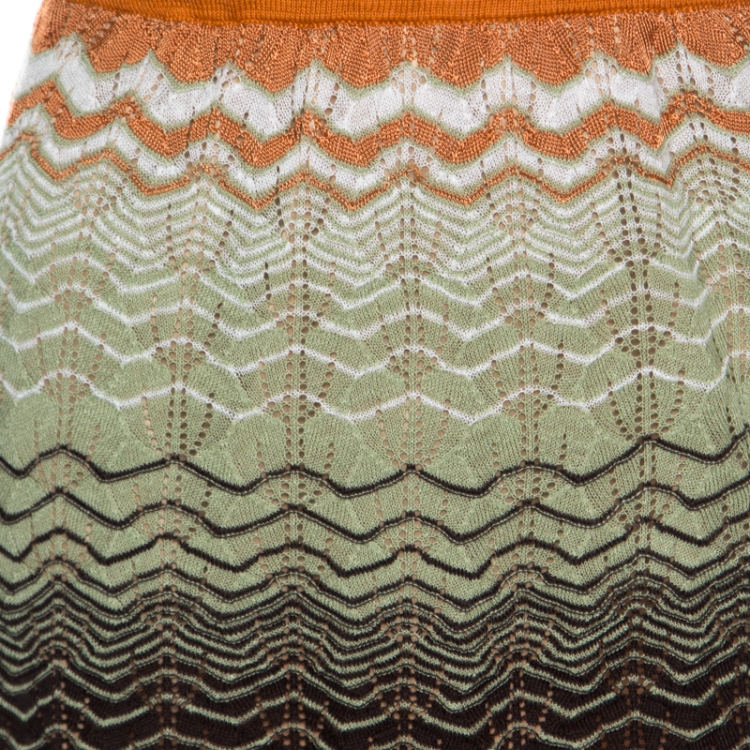 Pre Owned M Missoni Multicolor Perforated Knit Mini Skirt S
