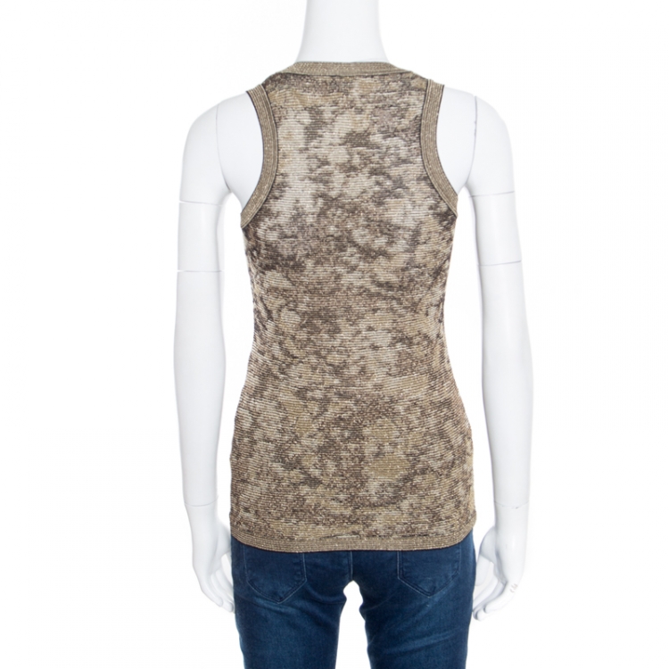 Pre Owned M Missoni Metallic Jacquard Knit Sleeveless Top M