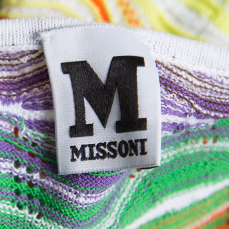Pre Owned M Missoni Multicolor Perforated Knit Twist Front Detail Sleeveless Dress S