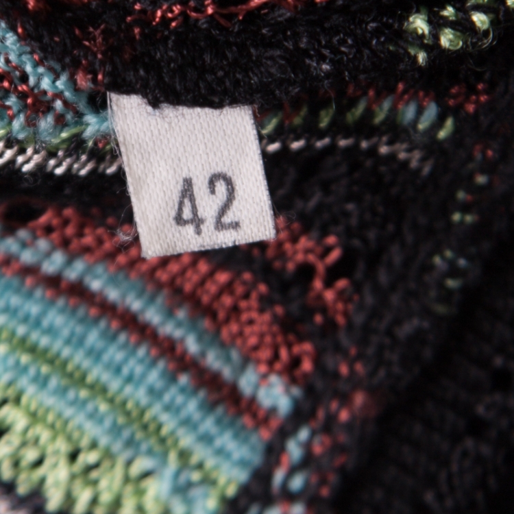 Pre Owned M Missoni Multicolor Perforated Knit Front Open Short Sleeve Cardigan M
