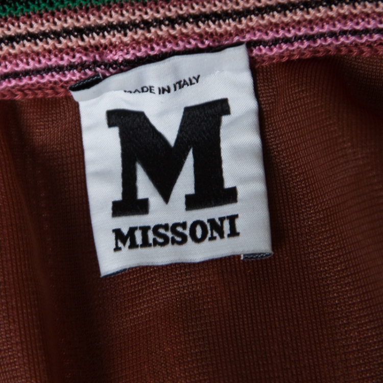Pre Owned M Missoni Multicolor Stripe and Wave Patterned Knit A Line Skirt S