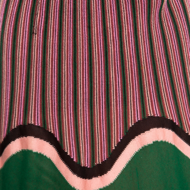 Pre Owned M Missoni Multicolor Stripe and Wave Patterned Knit A Line Skirt S