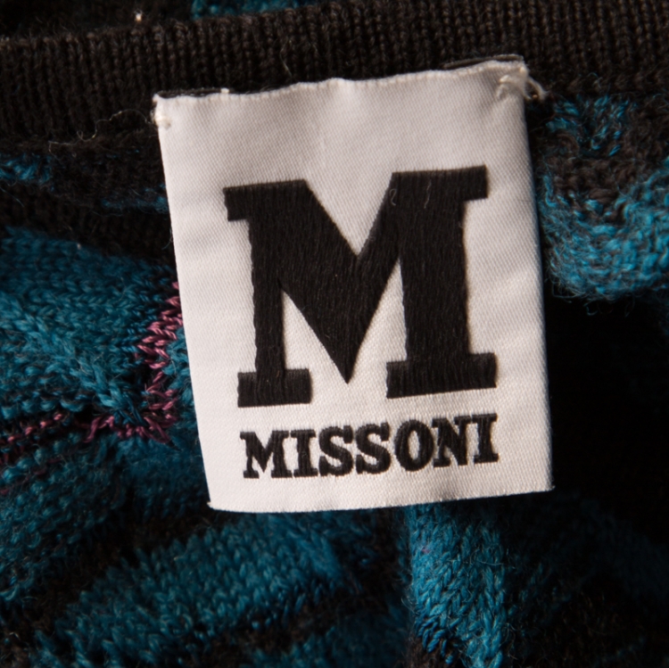 مملوكة مسبقًا M Missoni Multicolor Perforated Patterned Knit Sleeveless Dress M