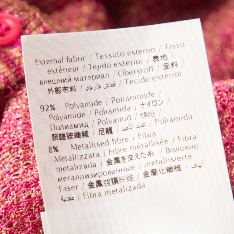 مملوكة مسبقًا M Missoni Fuchsia Pink Lurex Knit Button Front Cardigan L
