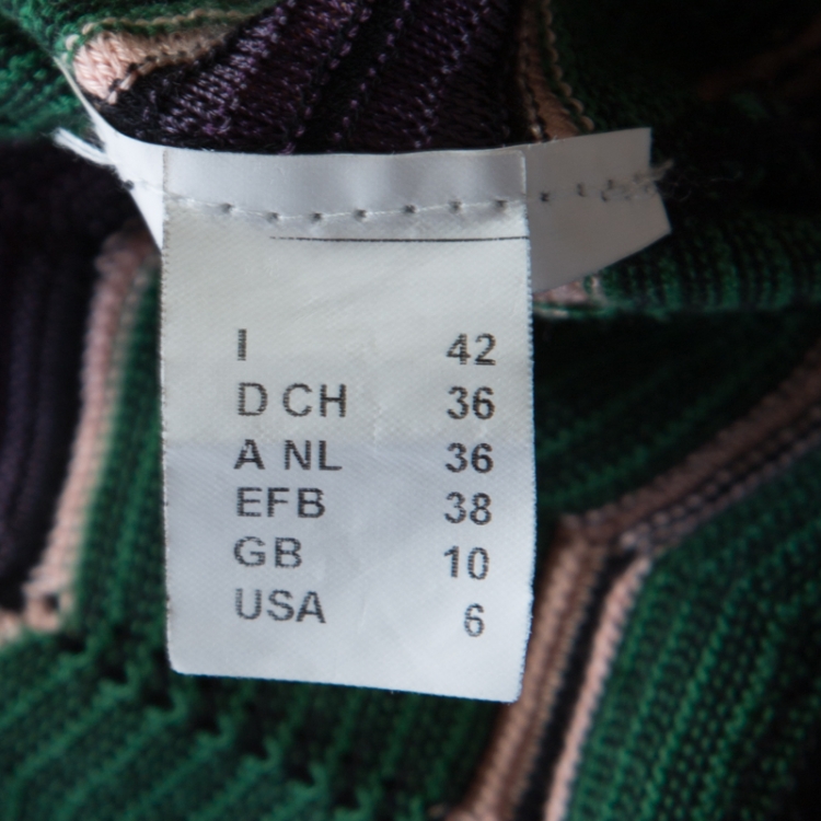 Pre Owned M Missoni Multicolor Chevron Patterned Knit Contrast Ribbed Trim Top M